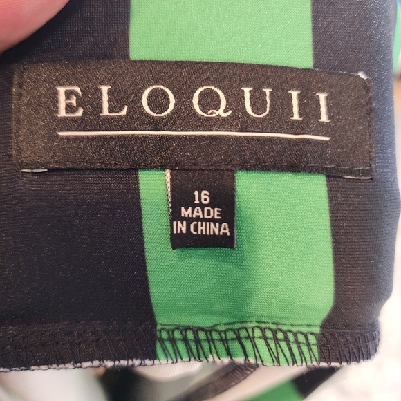 NWT Eloquii green blue stripe pullon stretch pencil skirt. Back zip slit. Sz 16. - Picture 4 of 16